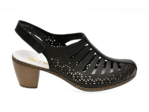 Sandale casual RIEKER negre, 40959, din piele naturala