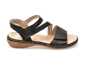 Sandale casual RIEKER negre, 65964, din piele naturala