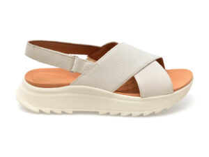 Sandale CLARKS albe, DASH LITE WISH, din piele naturala
