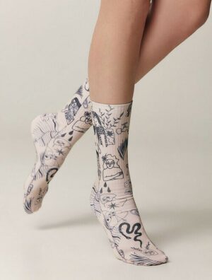 Sosete cu model Conte Elegant Doodle