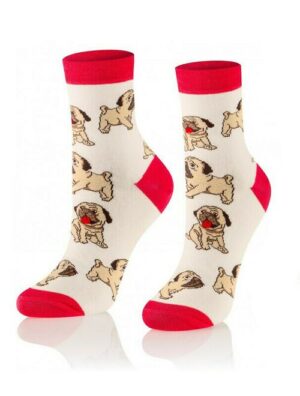 Sosete ecru cu catel pug Intenso 0433-006
