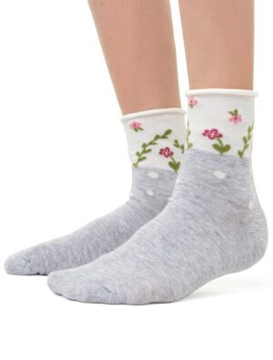 Sosete copii gri deschis cu floricele Steven S014-439