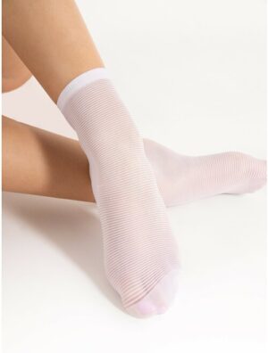 Sosete lycra albe cu dungi Fiore Anna 20 den