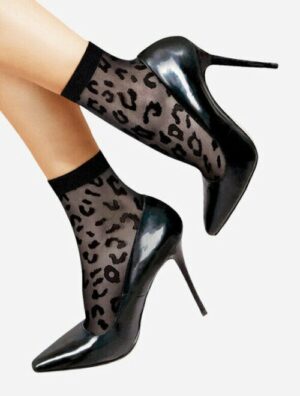 Sosete lycra negre cu animal print Lores Leopardo 20 den