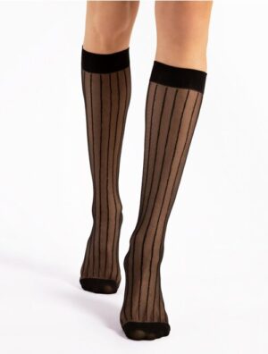 Sosete lycra negre lungi sub genunchi in dungi Fiore Linea 15 den