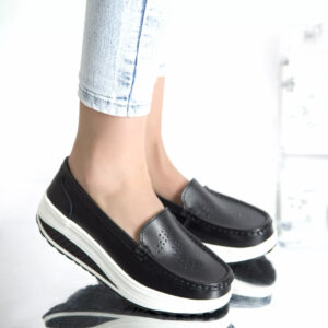 Pantofi dama cu platforma negri piele naturala nancy