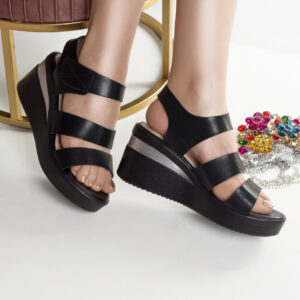 Sandale dama cu platforma negre din piele ecologica dezi
