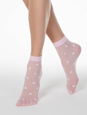 Sosete lycra roz cu buline Conte Elegant Big Dots 20 den