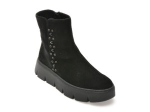 Ghete GABOR negre, 53744, din piele intoarsa