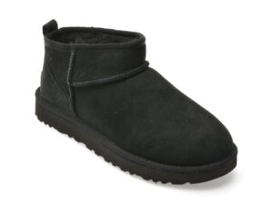 Ghete UGG negre, CLASSIC HERITAGE, din piele intoarsa