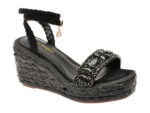 Sandale LAURA BIAGIOTTI negre, 8449, din material textil
