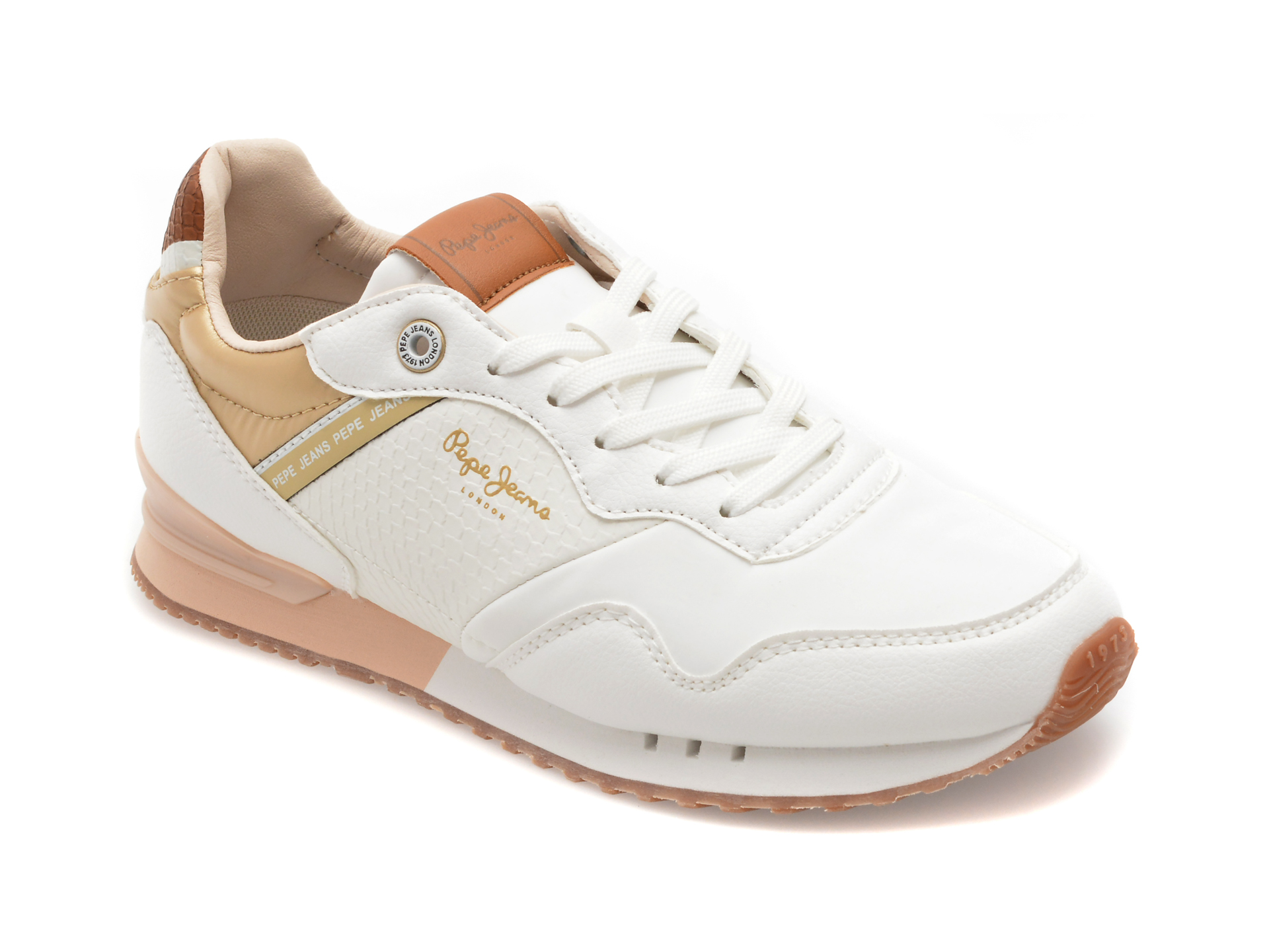 Pantofi sport PEPE JEANS albi, LS40024, din piele ecologica
