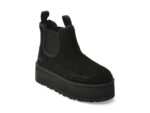 Ghete UGG negre, CLASSIC NOVELTY, din piele intoarsa