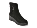 Ghete IMAGE negre, H612, din piele intoarsa