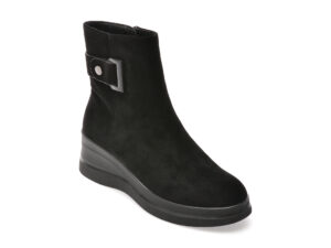 Ghete IMAGE negre, H612, din piele intoarsa