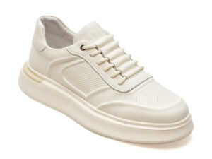 Pantofi EPICA albi, D3513, din piele naturala