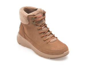 Ghete SKECHERS maro, GLACIAL ULTRA, din piele intoarsa