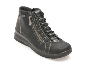 Ghete RIEKER negre, L7751, din piele ecologica