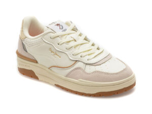 Pantofi sport PEPE JEANS albi, LS00024, din piele ecologica