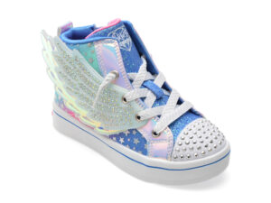 Ghete SKECHERS albastre, TWI-LITES 2.0, din piele ecologica