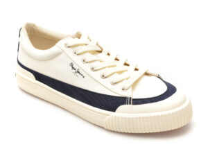 Pantofi PEPE JEANS albi, BEN BAND, din material textil