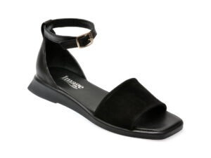 Sandale IMAGE negre, 139239, din piele intoarsa