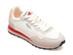 Pantofi sport PEPE JEANS albi, NATCH BASIC, din material textil