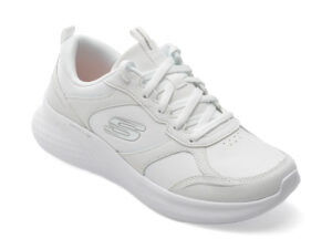 Pantofi sport SKECHERS albi, SKECH-LITE PRO, din piele ecologica