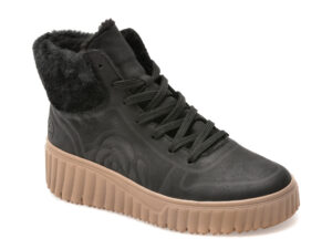 Ghete RIEKER negre, N2504, din piele ecologica