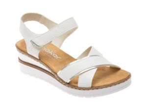 Sandale RIEKER albe, V38G9, din piele ecologica