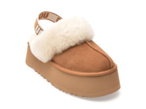 Saboti UGG maro, SLIPPER EVOLUTION, din piele intoarsa