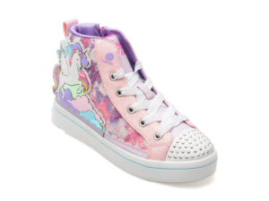 Ghete SKECHERS roz, TWI-LITES 2.0, din piele ecologica