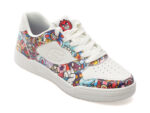 Pantofi sport SKECHERS albi, KOOPA, din piele naturala