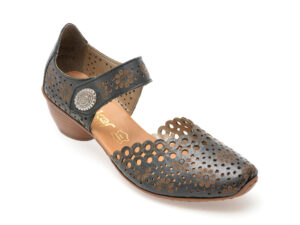 Pantofi RIEKER bleumarin, 437531,din piele naturala