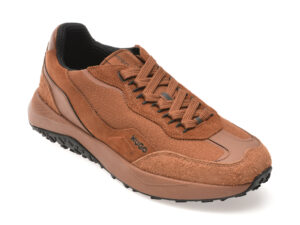 Pantofi HUGO maro, 3470, din material textil si piele naturala