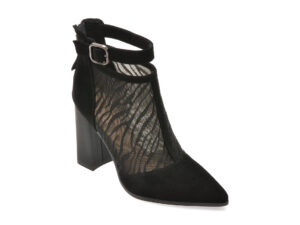 Botine elegante EPICA negre, P1865D, din material textil