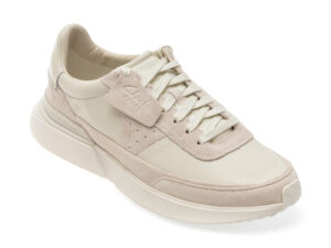 Pantofi CLARKS albi, CRAFPAC, din piele naturala