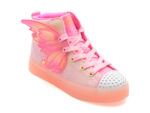 Ghete SKECHERS roz, TWI-LITES 2.0, din piele ecologica