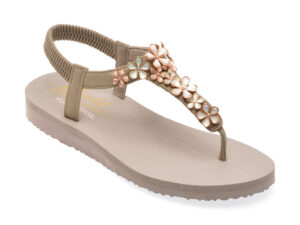 Sandale SKECHERS gri, MEDITATION, din piele ecologica