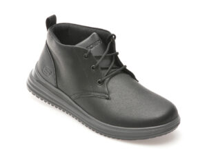 Ghete SKECHERS negre, PROVEN, din piele naturala
