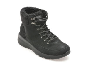 Ghete SKECHERS negre, GLACIAL ULTRA, din piele intoarsa