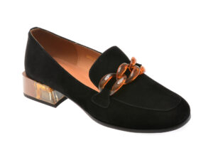 Mocasini EPICA negri, LD855, din piele intoarsa