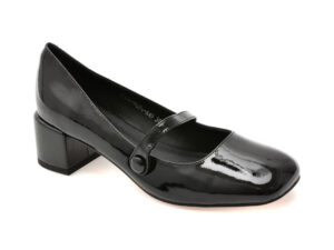 Pantofi EPICA negri, W676, din piele naturala lacuita