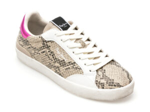 Pantofi PEPE JEANS bej, LANE SNAKE, din piele ecologica