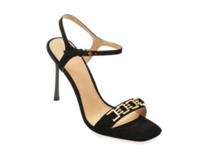 Sandale elegante EPICA negre, 9716, din piele intoarsa
