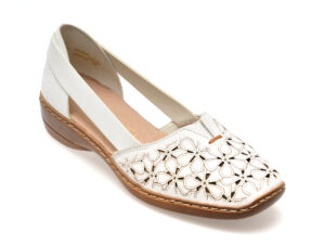 Pantofi RIEKER albi, 41356, din piele naturala