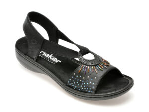 Sandale RIEKER negre, 60880, din piele ecologica