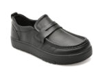 Mocasini OTTER negri, F0012, din piele naturala