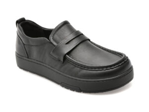 Mocasini OTTER negri, F0012, din piele naturala