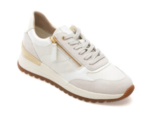 Pantofi GEOX albi, D4600A, din piele naturala